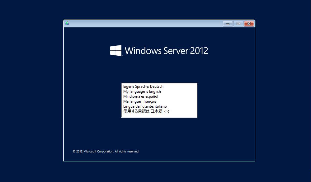 第 3 章 Windows Server 2012 のインストール 2 Windows Server 2012 インストールのセットアップ画面が表示されます Windows Server 2012 / 2012 R2 の場合は セットアップ画面の前に 次のような言語選択画面が表示されます 使用する言語は日本語です セットアップ画面に従って各項目を設定した後 [ 次へ ] をクリックします その後