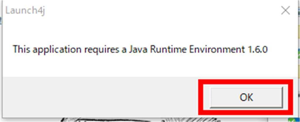exe ファイルを起動 起動後 次のようなメッセージが出たときは Java がインストールされていない のが原因である