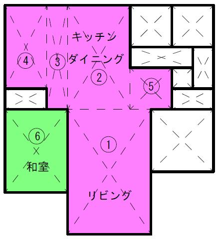 8 2 階居室求積図 主たる居室 その他居室 階リビングは間仕切りのない階段があるため 2 階ライブラリーを 主たる居室 の面積に加えることになる ( 吹抜けがある場合も同様 ) ( 小数点以下 3 位を四捨五入 ) 主たる居室 記号 計算式 面積 ( m2 ) 3.64 5.46 9.8744 2 2.73 4.55 2.425 3 0.9 4.55 4.405 4.82 3.64 6.