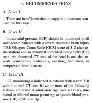 強い推奨のある標準治療なし GCS 3-8 点かつ頭部 CT 異常 (