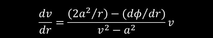 球対称定常流の理論 圧力勾配に寄与するもの 1 熱膨張 ( 膨張の効果 ) 2 重力 ( 重力の効果 ) 速度 ; 効果の強い方が反映される 亜音速 減少 超音速 増加 亜音速 増加 超音速 減少 超音速 亜音速