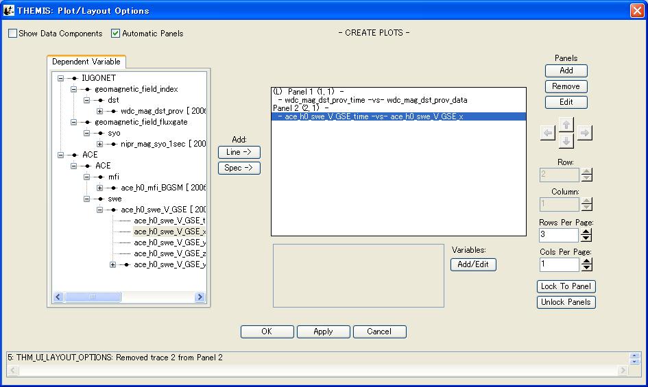 基本操作 (GUI)12 Plot/Layout Options ウィンドウ 1 パネルを追加 ( 削除 )