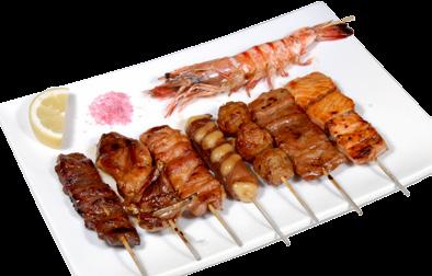 14,50 7 brochettes : 1 gambas, 1 fromage, 1