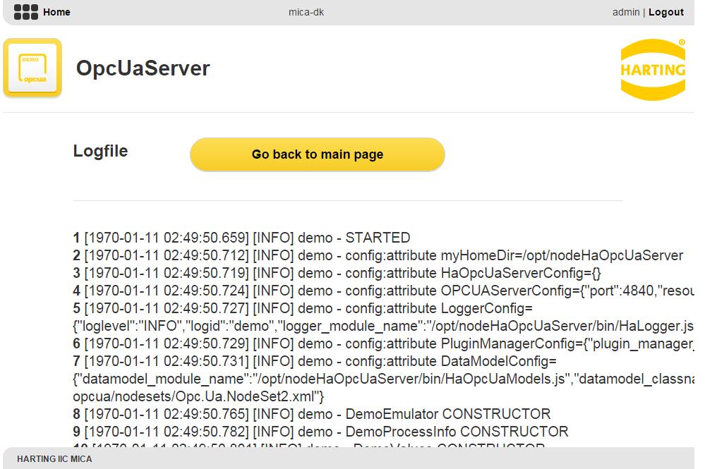 図 5: OPC-UA server container のサーバロガーウィンドウ 3. OPC-UA server 3.1.