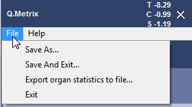 9, Q.Metrix 終了 結果を保存して終了します 結果を保存して終了すれば 処理結果をリロードや編集が可能になります 1 File より保存メニューを選択して終了します Save As お好きな名前で処理結果を保存します