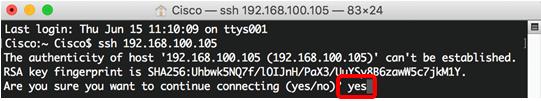 それから IP アドレススイッチの CLI にアクセスする ssh コマンドを入力すれば 注 : この例では 192.168.100.