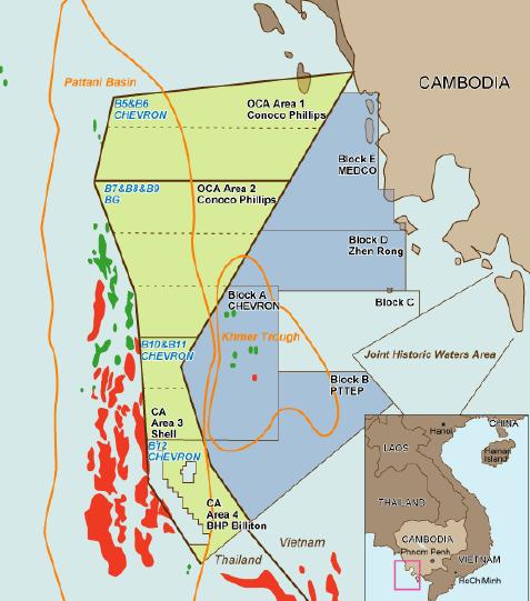 (4) タイ カンボジア領海未解決海域 1997 年 タイ カンボジア両国は タイ湾の両国の領海未解決海域 (OCA:Overlapping Claimes Area)