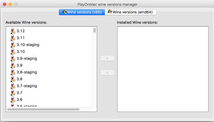 3. Wine のアップデート Wine の初期 ( システム ) バージョンが PlayOnMac