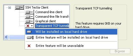 1 クライアントのインストール 透過的 TCP トンネリングの機能を使用するためには SSH Tectia Client
