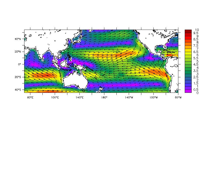 8 年間 (2000 2007) における 各海上風速データセットの比較 Color: スカラー海上風速 ベクトル :