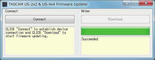 ファームウェアをアップデートする 1. 先程生成した実行ファイル US-2x2_US-4x4_ FirmwareUpdater_XXX.exe ( XXX はファームウェア アップデーターのバージョン ) をダブルクリックし ファーム ウェアを起動します 4.