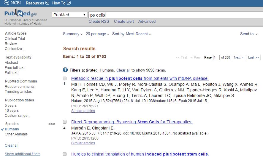 検索式の登録とアラート (Create alert) ヒトの ips 細胞に関する文献を継続的に検索したい!