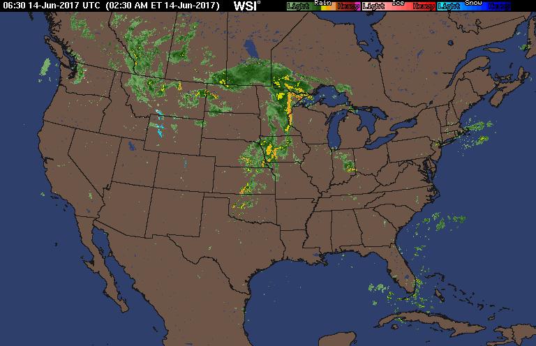 米国コーンベルト西部は火曜日は概ね晴天が広がったが 水曜日から金曜日にかけては雨または雷雨が降り続く見通しとなっている 土曜日には晴天が広がり始め