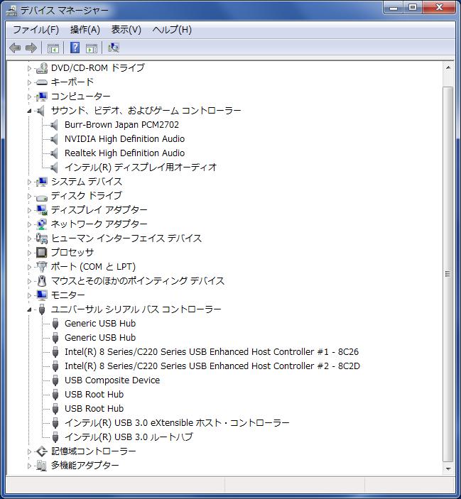 Windows Vista Windows 7 の場合 1 [ スタート ] メニューから [ コントロールパネル ] を選択する [ コントロールパネル ] の中の ハードウェアとサウンド にある デバイスマネージャー を選択する [ デバイスマネージャー ] が表示されます ( 右の画面は Windows 7 の例です )